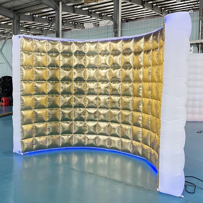 SAYOK Inflatable Photo Booth Wall (Gold, 119' 'x 59''x 91'') Selfie Booth Backdrop, Photo Booth Enclosure Inflatable Photo Shoot Background Golden Wall for Wedding Party Exhibition Event