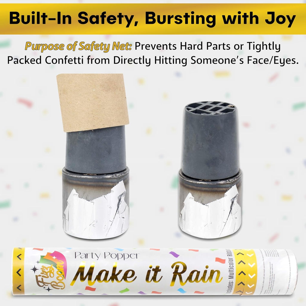 6 Pack 12 Inch Confetti Poppers, Biodegradable Confetti Popper Set for Wedding, Birthday Party Celebrations | Releases 15 ft in the Air