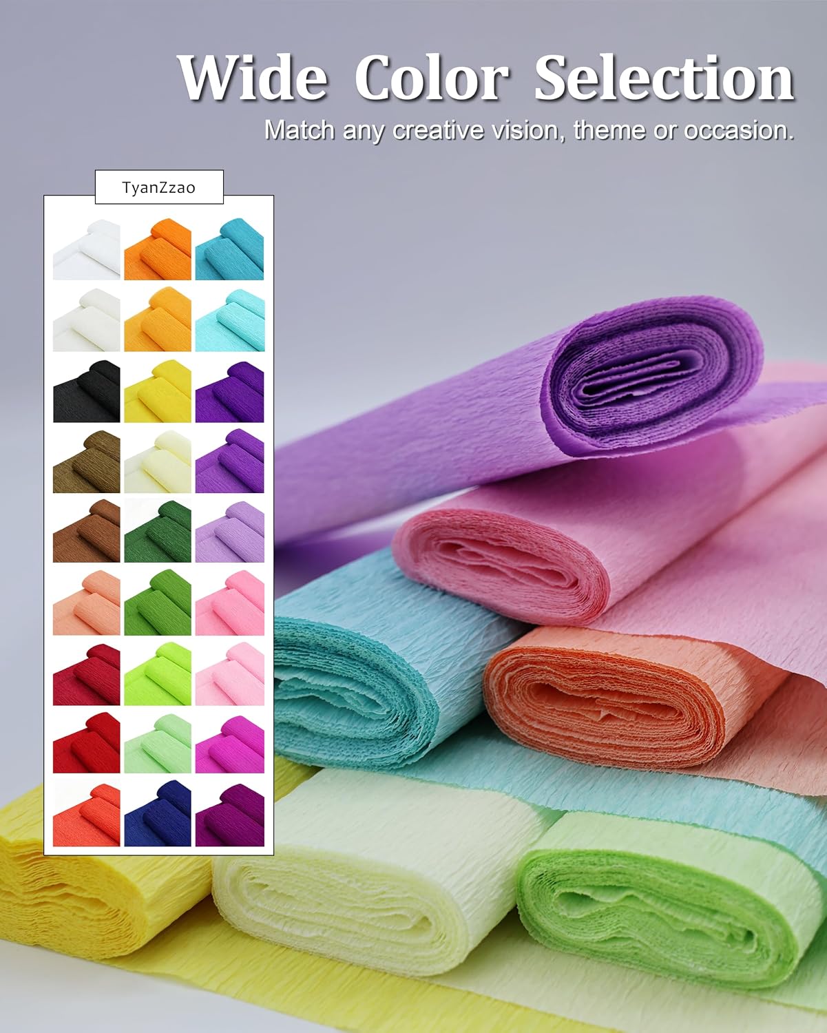 TyanZzao Crepe Paper Roll, Green, 2Rolls, 9.8 Inch Wide, 7.8ft Long