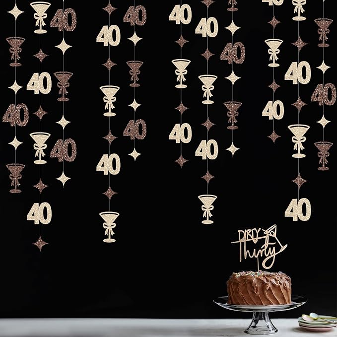 Champagne Gold Brown 40th Birthday Decorations Espresso Martini Garland Streamer Banner Decor for Womens A Tini Bit Older Martini Birthday Cheers to 40 Years Happy 40th Anniversary Bar Party Supplies
