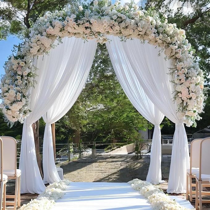 MDS Halloween Chiffon Draping Fabric - 1 Panel, 30" Wide x 40ft Long - Sheer Spooky Arbor & Canopy Drapery for Haunted House Backdrops, Party Ceilings, DIY Costumes & Themed Events - White