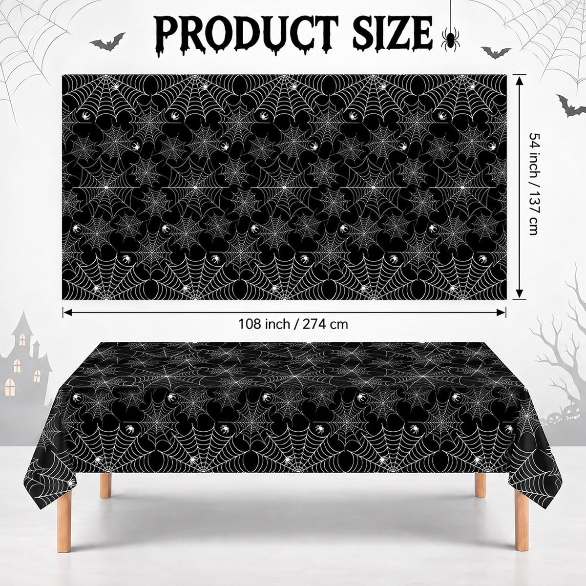 12 Pack Halloween Tablecloth, Spider Web Table Cloth