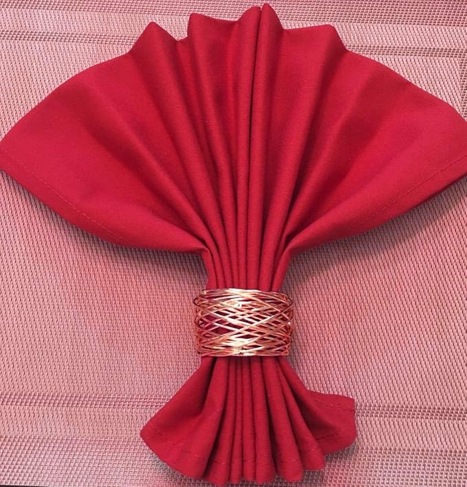 Handmade Round Mesh Napkin Rings Holder for Dinning Table Parties Everyday, Set of 12