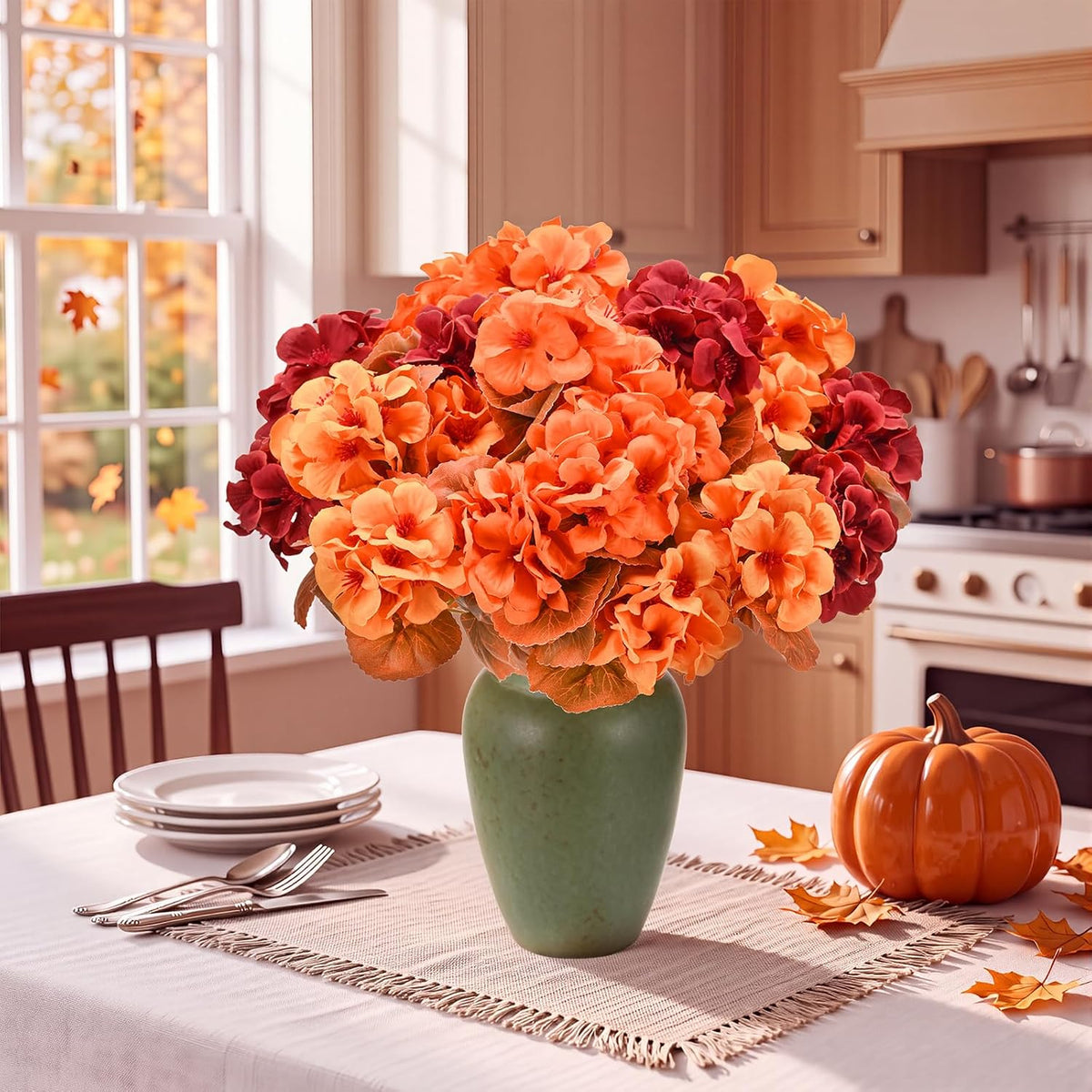 fall artificial flowers for outdoors uv resistant, faux on a desk or shelf