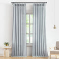 Vision Home Blue Grey Pinch Pleated Semi Sheer Curtains Textured Linen Blended Light Filtering Window Curtains 112 inch for Living Room Bedroom Pinch Pleat Drapes with Hooks 2 Panels 40" Wx112 L