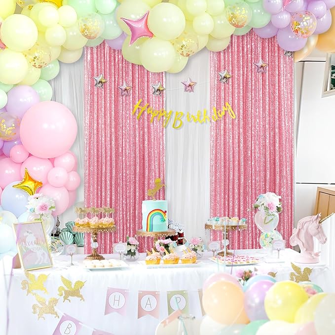 Backdrop Curtain Drapes 4 Pieces 2FTx8FT Blush Pink Wedding Backdrop for Bridal Shower Brithday Party Decor
