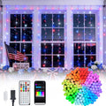 JMEXSUSS RGB Curtain Lights, 300 LED 9.8×9.8FT, Color Changing String Lights with APP & Remote Control, 16 Million Colors, IP44 Waterproof, Holiday Lights for Bedroom Party Wedding 4th of July Decor