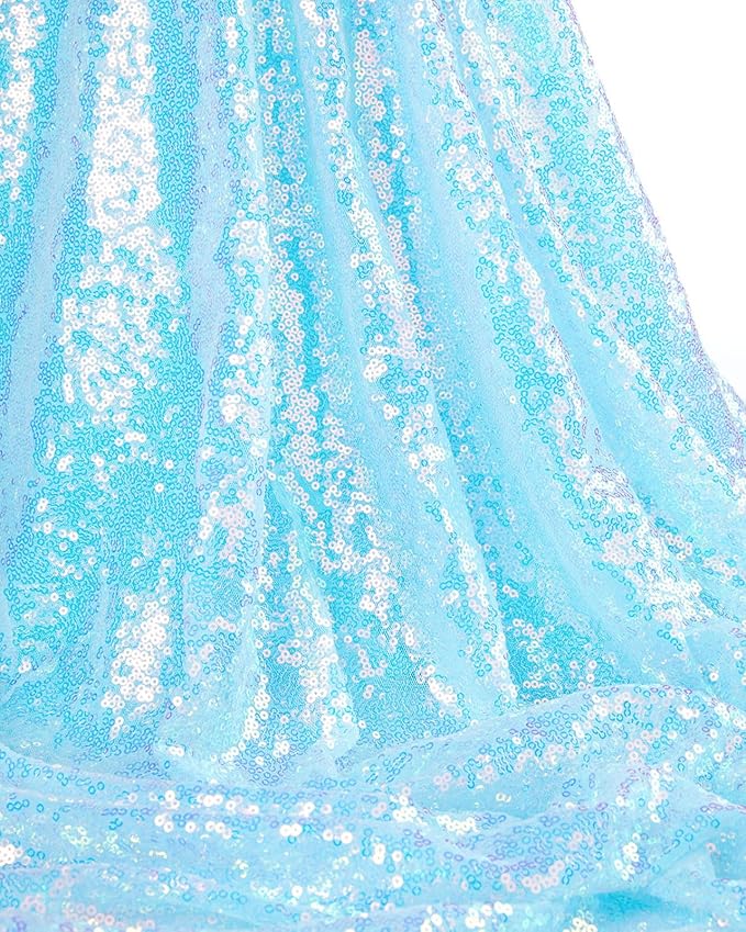 Glitter Blue Tablecloth 50x80 Inch Iridescent for Anniversary Birthday Baptism Mermaid Ocean Theme