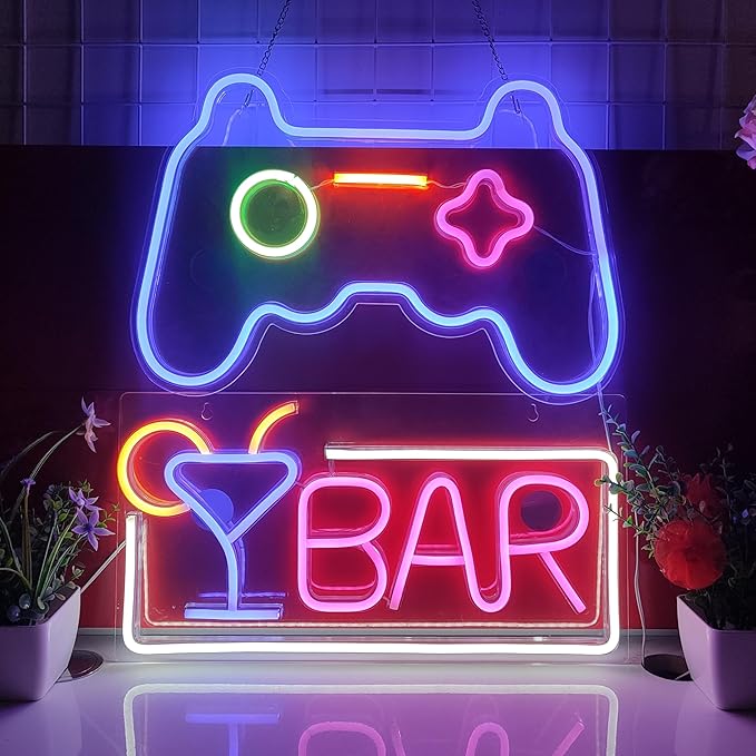 JYWJ BAR Neon Sign,USB Interface With Switch,Decorations For Bedroom,Bars,Commercial Venues,And Various Holiday Parties BAR Neon Light (Pink+White)