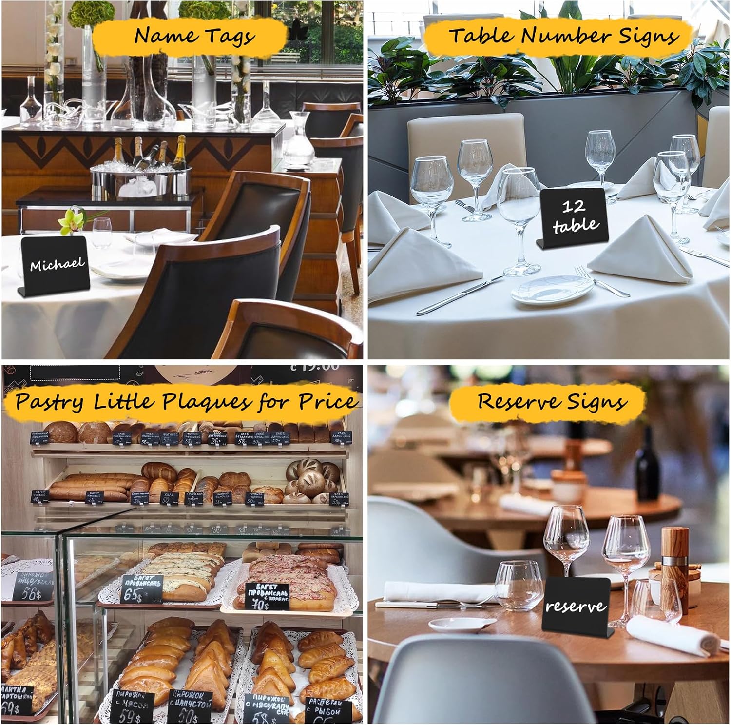 Pintuson 40 Pack Food Labels for Party Buffet - 4"x3" Mini Chalkboard Signs - Food Signs for Buffet - Catering Supplies Buffet Display for Food Display, Pastry Tags, Price Tags, Name Tags