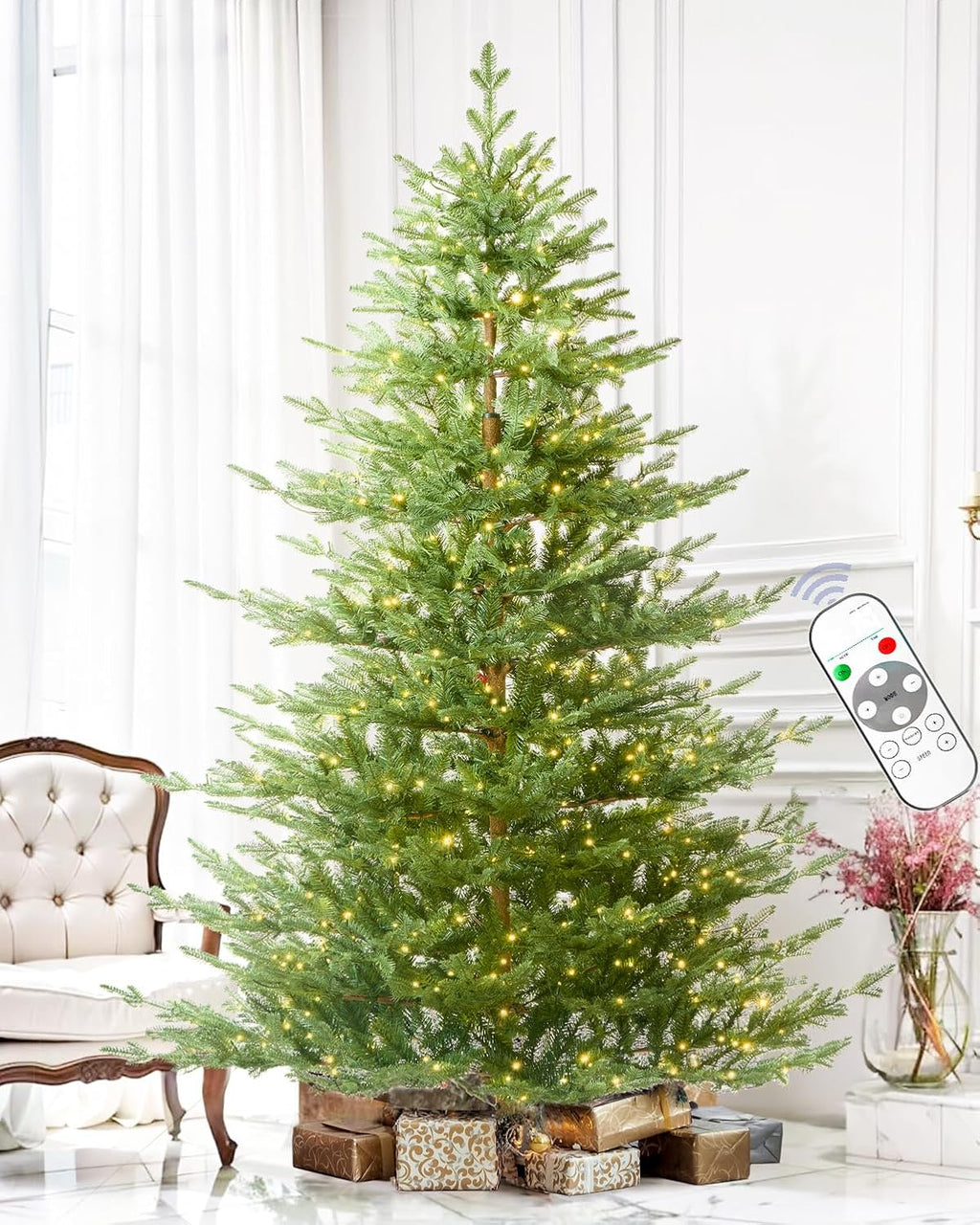 7ft pre-lit christmas tree fir with remote control, main product view