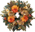 wanna-cul 24in fall front door wreath dahlia hydrangea, main product view