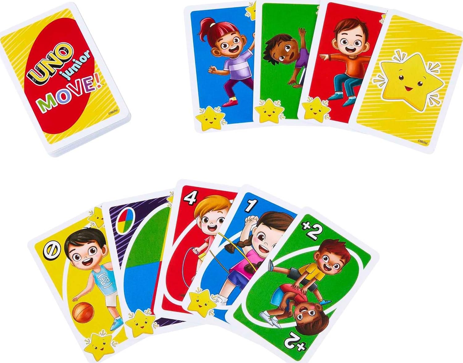 Mattel Games UNO Junior Move Kids Card Game with Action Rules for Family Night, Game Night, Travel, Camping and Party, UNO Cards