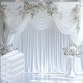 10ftx12ft Wrinkle Free White Backdrop Curtain, 8 Panels 12FT Height White Wedding Backdrop Drapes, Silky Polyester Back Drop Cloth for Birthday Photography Background Party Backdrop Draping
