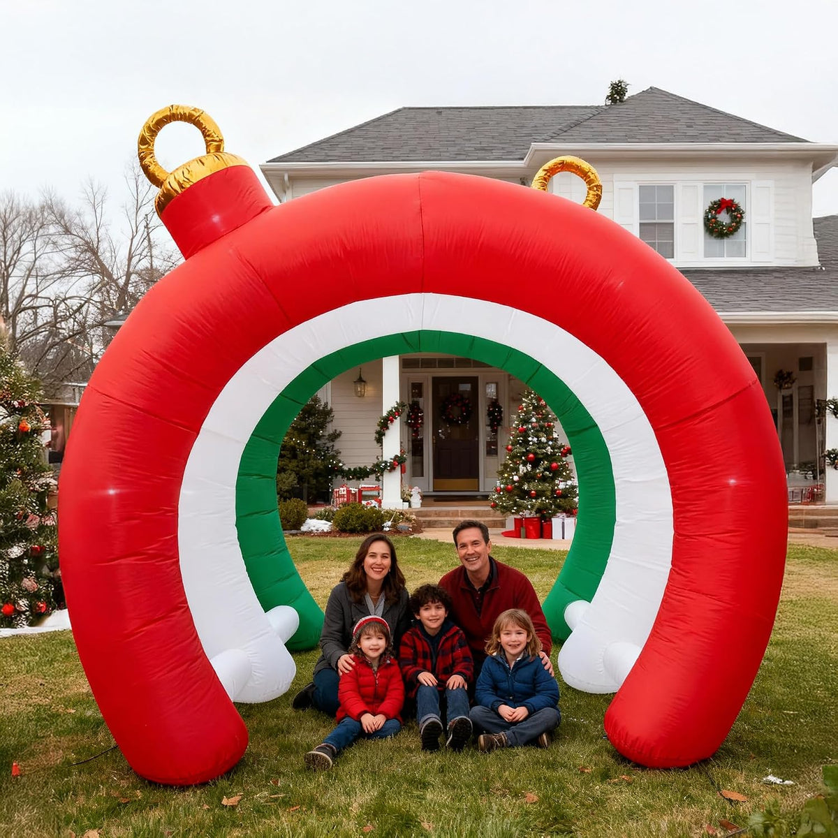 10.5 ft christmas inflatables ornament tunnel arch outdoor, side view