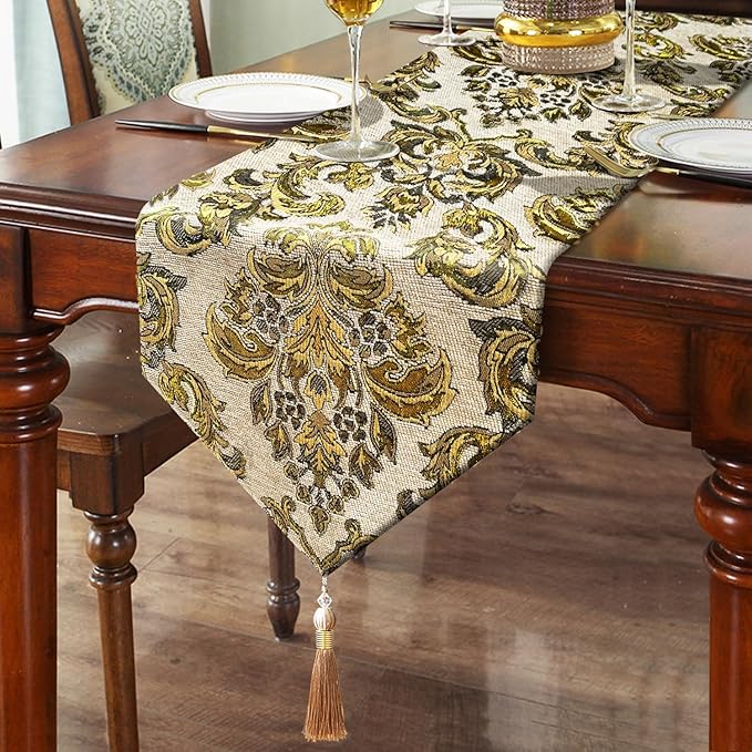 Vintage Table Runners 72 inches Long for Dining Room Dresser Wedding Christmas Party Decor - Beige