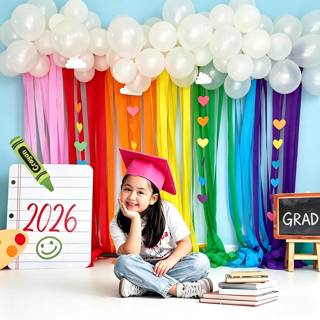 8 Rolls Crepe Paper Streamers in 8 Colors, Wedding Birthday Baby Shower Graduation Colorful Candyland Party Decoration Backdrop, Rainbow DIY Supplies, Colored Living Room Bedroom Decor, Art Crafts