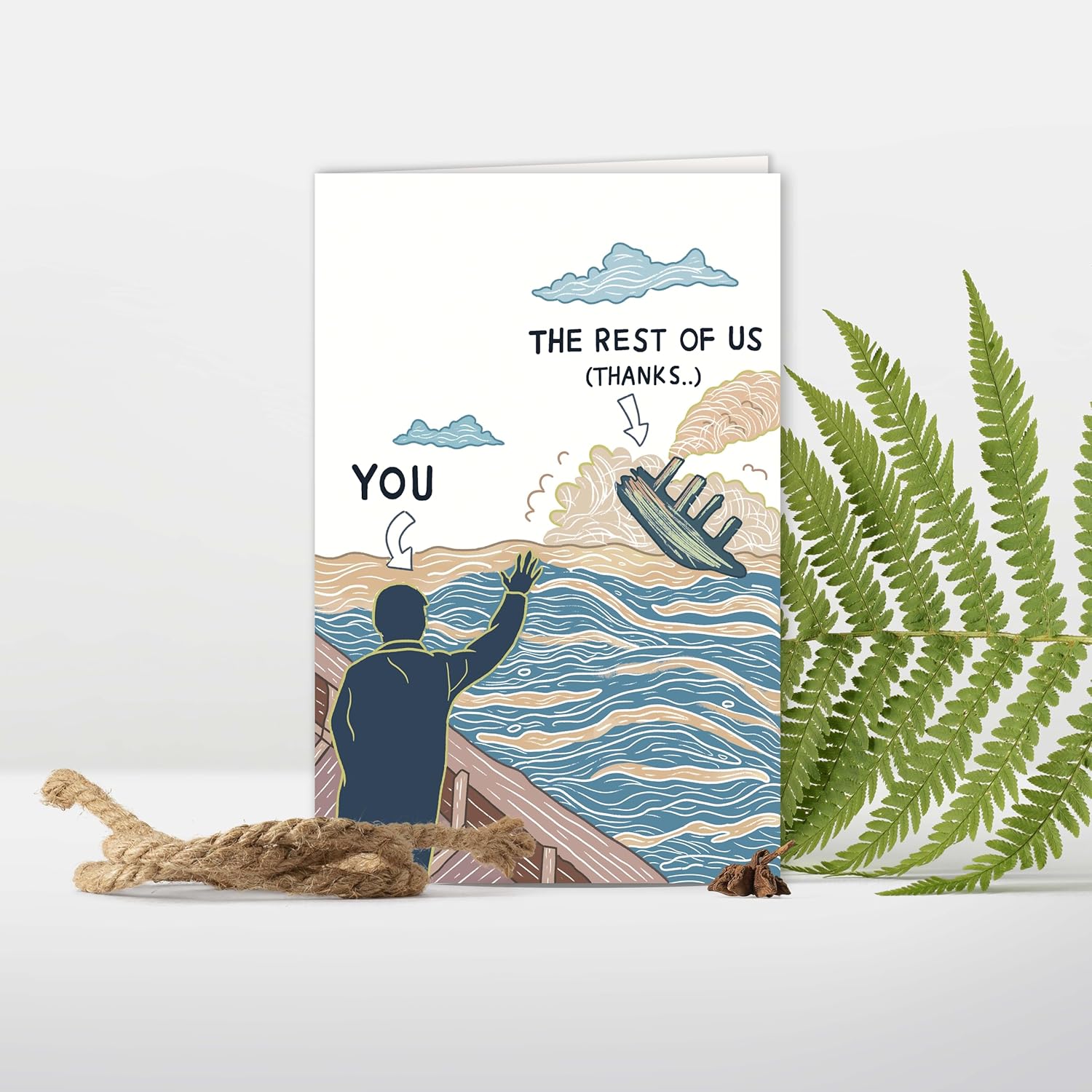 Funny Sinking Ship Card, Goodbye Farewell Cards for Coworker Employee Boss, Sarcastic Retirement or Work Leaving Gift for Him Her, Office Thank You Card