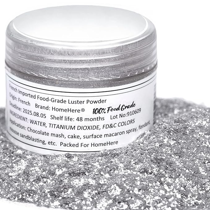 HomeHere Edible Luster Dust Food-Grade Glimmer Powder Glitter for Cake Decorating 7g, Disco Diamond Dust, Edible Sprinkle Glitter for Cocktails Drinks Baking Candy Dessert Chocolate Vegan Tasteless