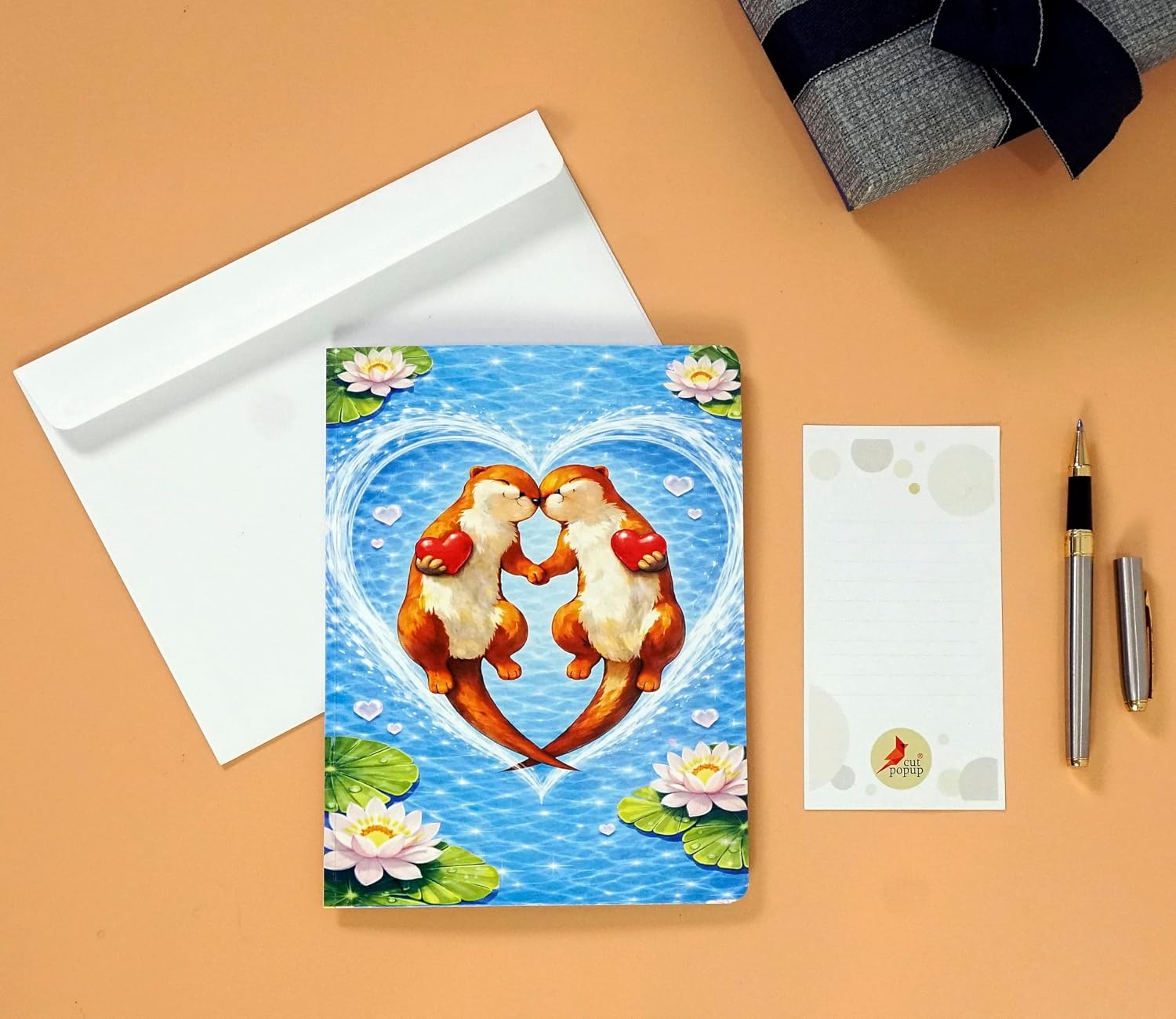 CUTPOPUP Otter Couple Pop Up Anniversary Cards, 3D Wedding Anniversary Card for Him Her Wife Husband Mum Dad, Birthday Card, Mothers Day, Happy Valentines Day Cards Romantic US8-AN185US