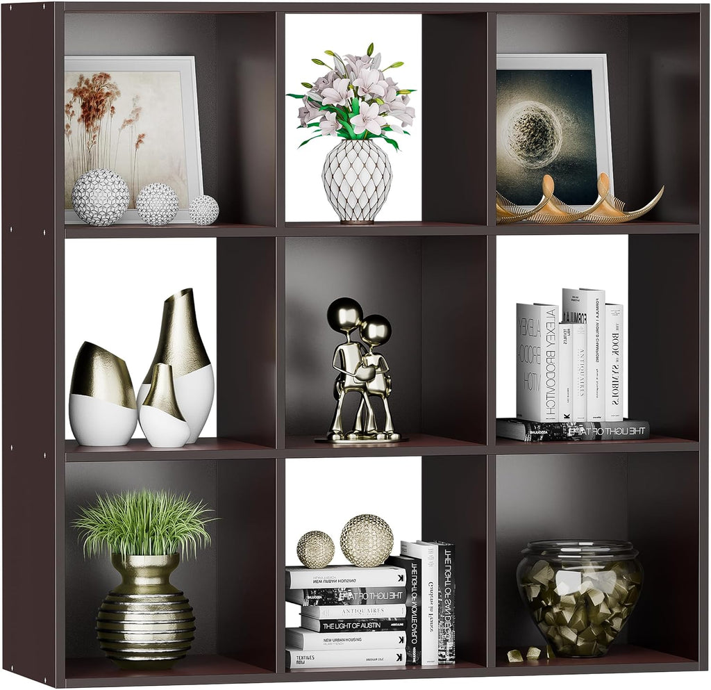 zenstyle 9 cube storage shelf organizer, wooden bookshelf, main product view