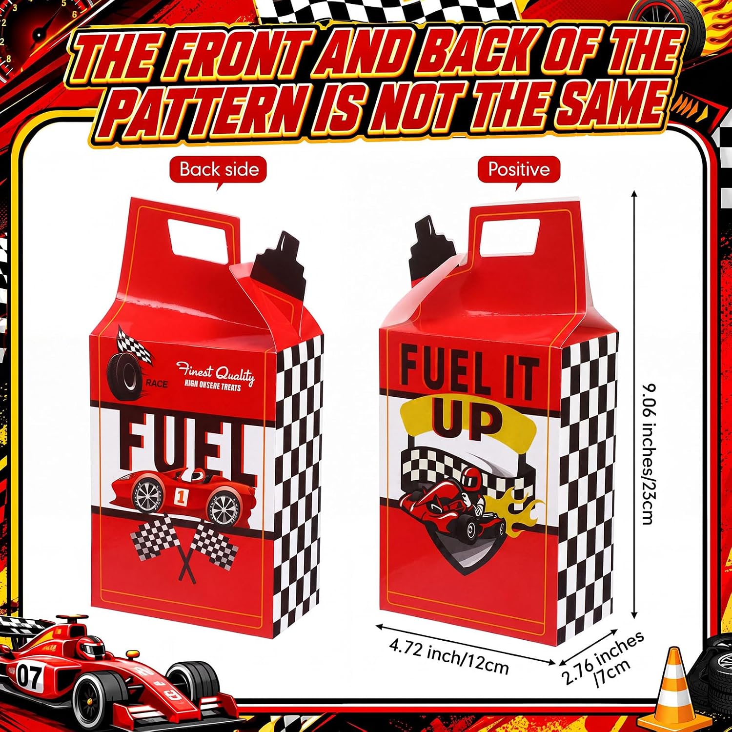 Pajean 30 Pcs Race Car Goodie Boxes Party Favors Bag Racing in Speed Party Decorations Wrap Paper Boxes with Handles for Birthday Baby Shower Supplies Gifts