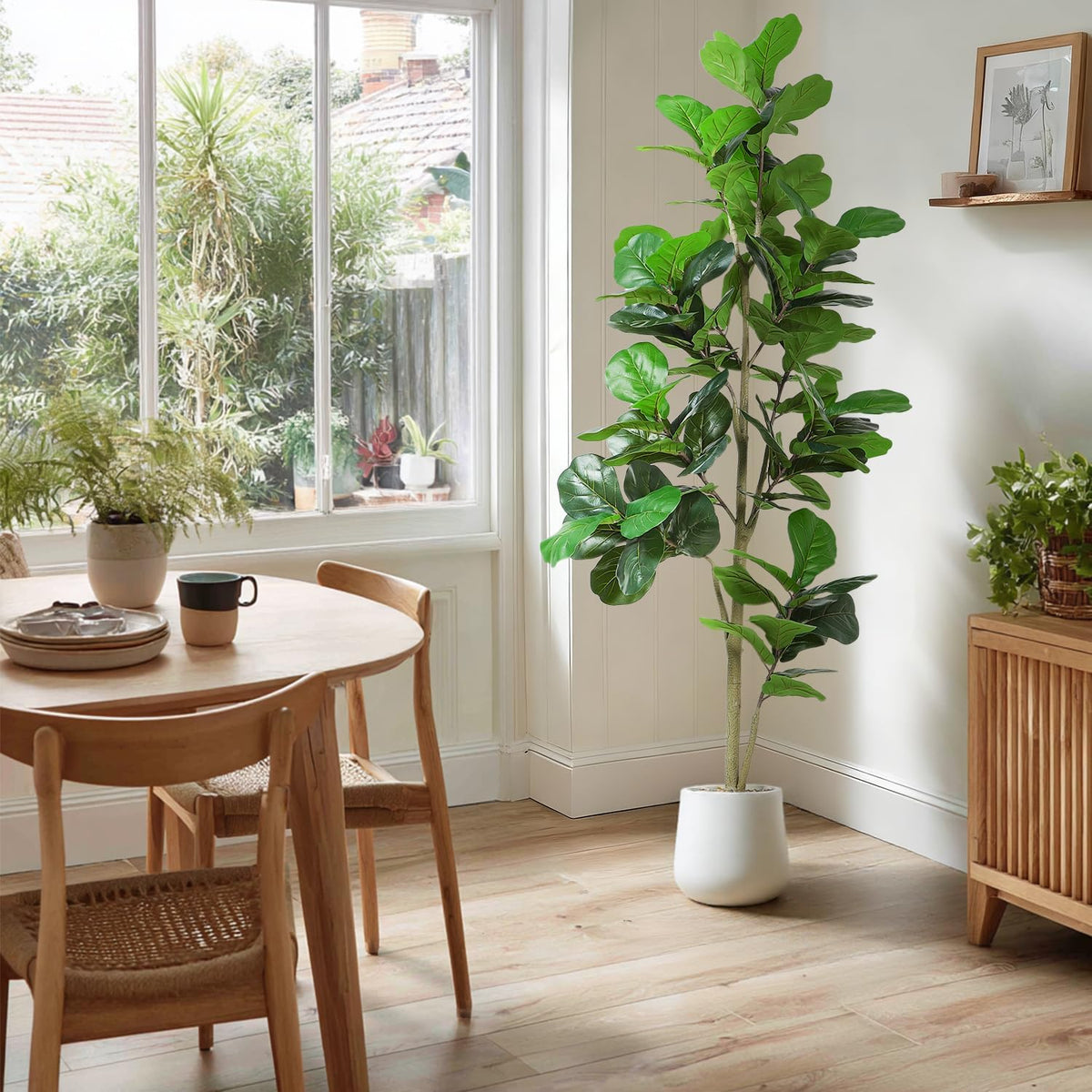 jocoevol artificial fiddle leaf tree, 7ft faux plant, front angle view