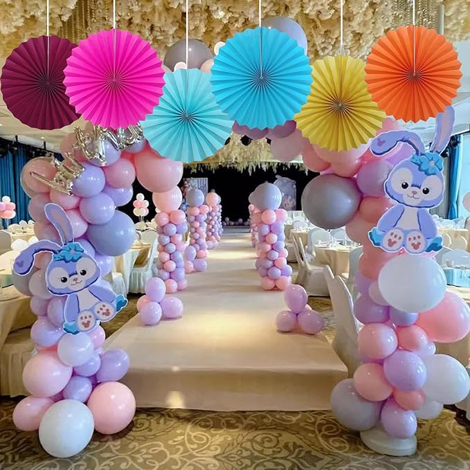 BARTHEW Red Party Decorations,Paper Decorations for Party,Girls Party Decorations Party Paper Fans Bulk 16in,Anniversary Decorations for Party 30 Color DIY Set （Wine Red）