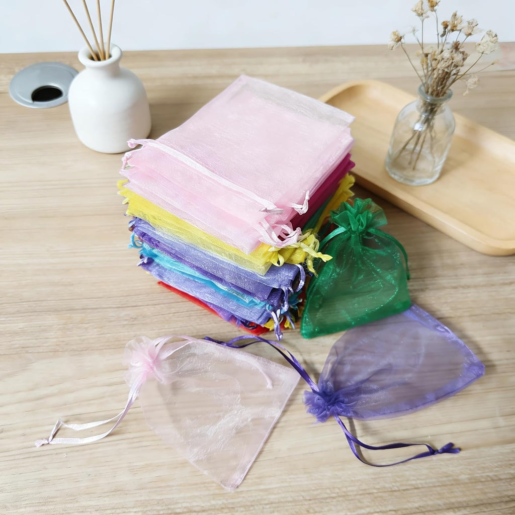 10pcs Organza Drawstring Storage Bag Cosmetic Gauze Bag (2.75"×3.54"), Jewelry Bag, Wedding and Birthday Party Gift Decoration Bag