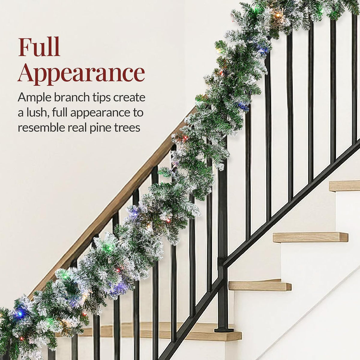 best choice products 9ft pre-lit christmas garland holiday, side view