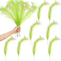 8 Pcs Christmas Tree Topper 17'' Lime Green Curly Tree Picks with Pink Ball Xmas Curly Stems for Christmas Home Wreath Craft Decoration Supplies