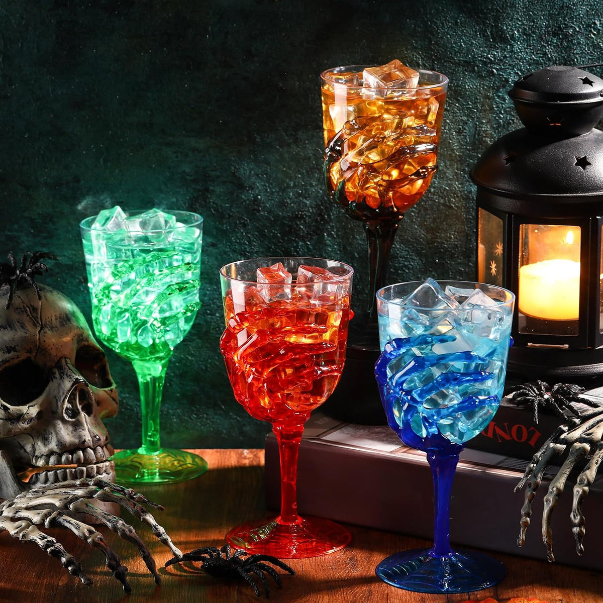 Sliner 24 Pcs 12 oz Halloween Skeleton Hand Goblets