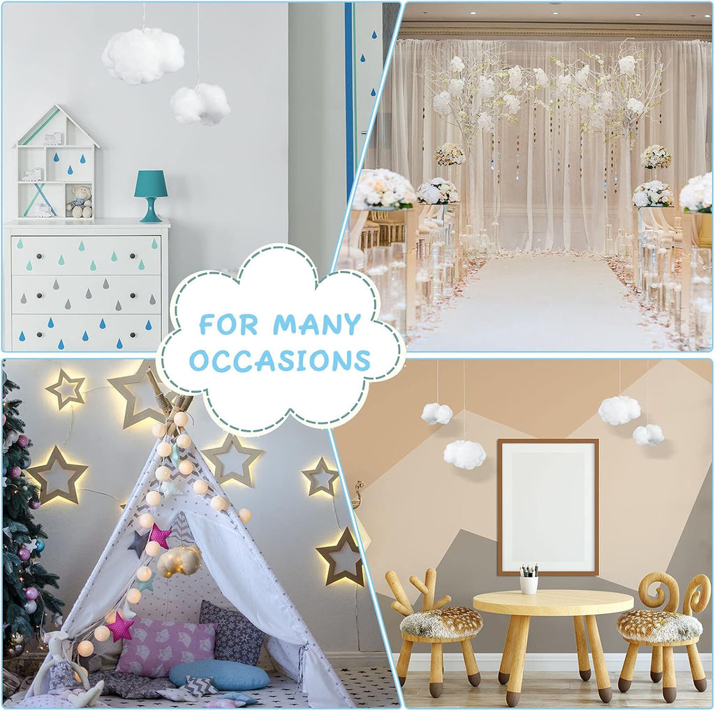 Jetec 12 Pieces Artificial Cloud Props Imitation 3D Cloud Shape Hanging Decorations Room DIY Decorative Hanging Ornament for Wedding Party Stage Show Decor (Small and Medium Size,White)