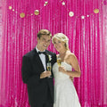 JYFLZQ Hot Pink Sequin Backdrop Curtain 8x8ft(WxH) 1 Panel Fuchsia Glitter Photo Booth Photography Backdrop Background Shimmer Wall Backdrop Party Decorations