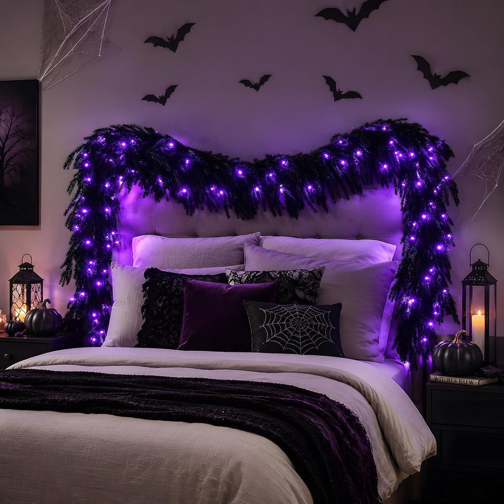 n&t nieting 9ft black halloween pre-lit garland with, package contents
