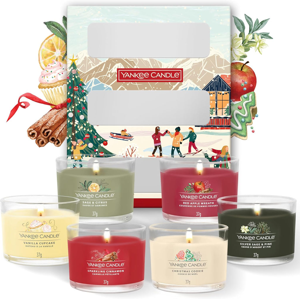 Yankee Candle Christmas Scented Candles Gift Set, 6 Filled Mini Votive Candles, Après Ski Collection, Perfect Christmas Gifts for Women