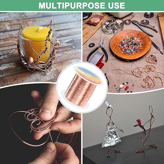 2-Rolls 0.2mm Jewelry Wire, 32 Gauge 328FT Craft Wire Copper Beading Wire for Jewelry Making/Planting/Weaving/DIY Crafting, Soft Metal Wires [100M, Champagne Gold]