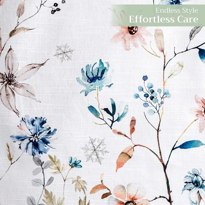 Maison d' Hermine Table Runner 100% Cotton Single Layer Table Runners 108 inches Long for Thanksgiving Christmas Decorations Home Kitchen Dining Party Wedding (Ice Florals, 14.5" x 108")