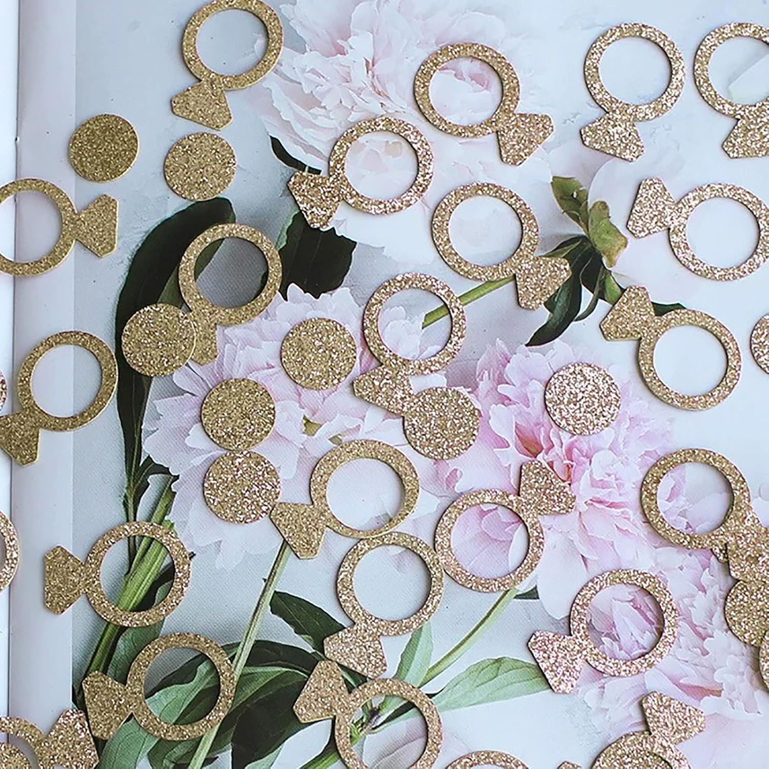 Gold Wedding Confetti, 100 Pcs I DO Engagement | Bridal Shower Decorations, Bride to Be Confetti, Glittering Diamond Ring, Engagement Party Table Scatter