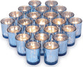 Volens Blue Party Decorations 72pcs, Mercury Glass Blue Votive Candle Holders Bulk for Wedding Table Centerpieces, Bridal and Baby Shower Decor