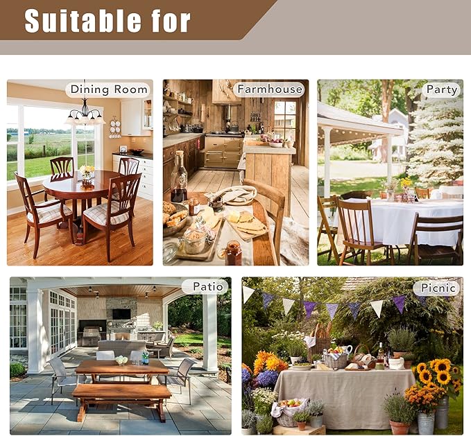 Fitable Faux Linen Tablecloths 2 Pack, Faux Burlap Fabric Table Clothes for Rectangle Tables, Rustic Table Covers for Kitchen Dining, Party, Farmhouse (White, 54 x 78 Inch)
