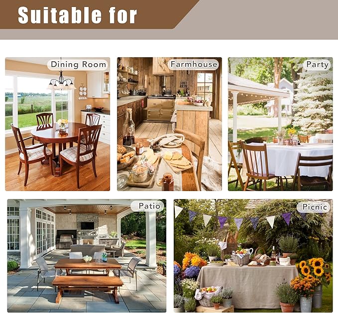 Fitable Faux Linen Tablecloths Rectangle 60 x 102 Inch - 2 Pack Waterproof Table Clothes for 6 Foot Tables, Turquoise Flax Look Table Covers for Farmhouse, Dining, Party, Banquet, Buffet