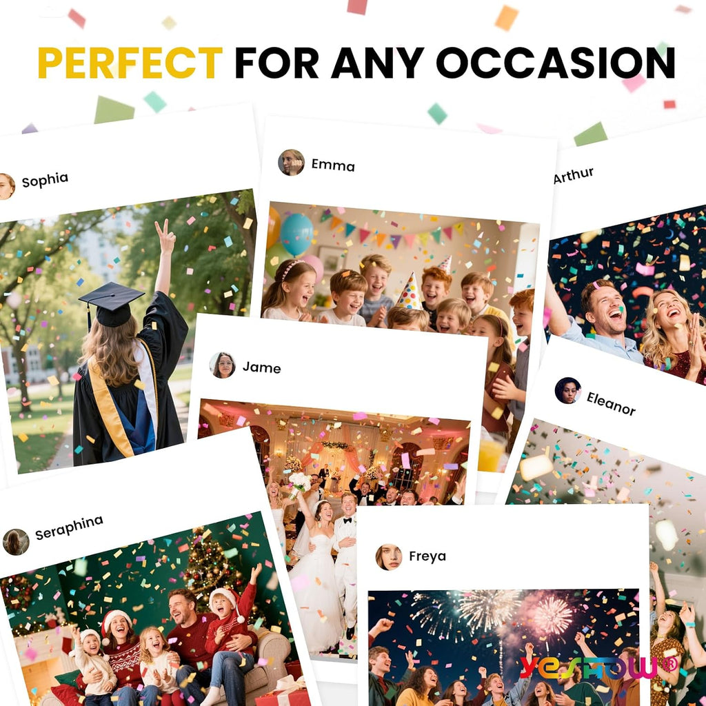 Confetti Cannon Party Poppers Biodegradable Shooters, (6 Pack) YESHOW Multicolor Confetti Blaster for Birthday Graduation Wedding Christmas New Year’s Eve Valentine's Day