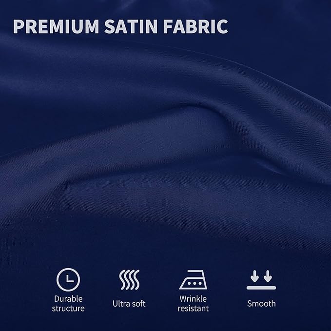 Aneco 16 Pack Square Satin Napkin Bright Silk Table Napkin Soft Smooth Fabric Table Napkin for Wedding Banquet Party Decoration, Navy Blue, 20 x 20 Inch