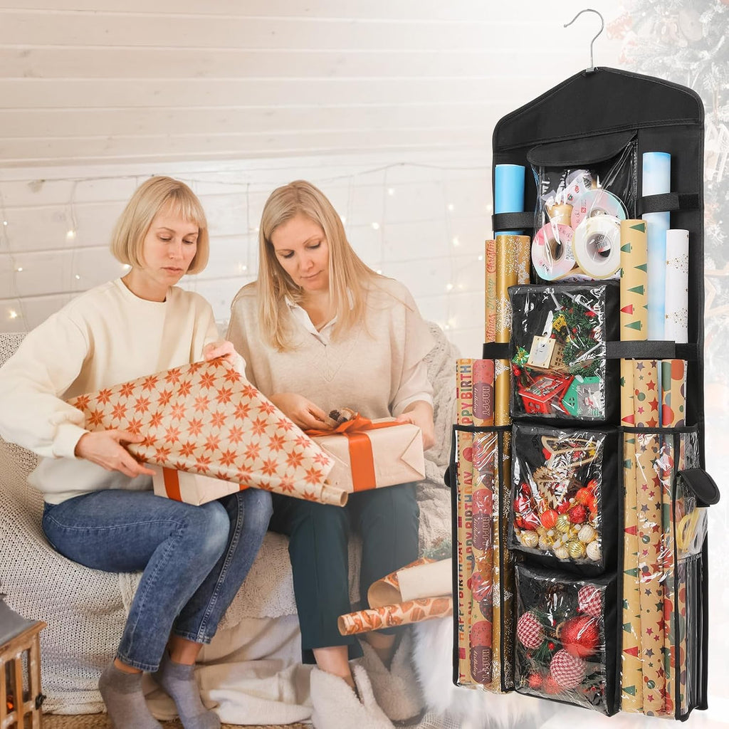 EXLIFBAG Wrapping Paper Storage, Gift Wrap Organizer Holder Double-Sided Hanging Gift Bag Storage Organizer
