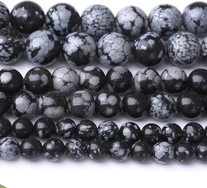 Snowflake Stone Beads for Jewelry Making DIY Craft Gemstone Beads Kit (12mm, 30pcs) Smooth Healing Crystal Beads for Bracelets, Necklaces, Home Decor