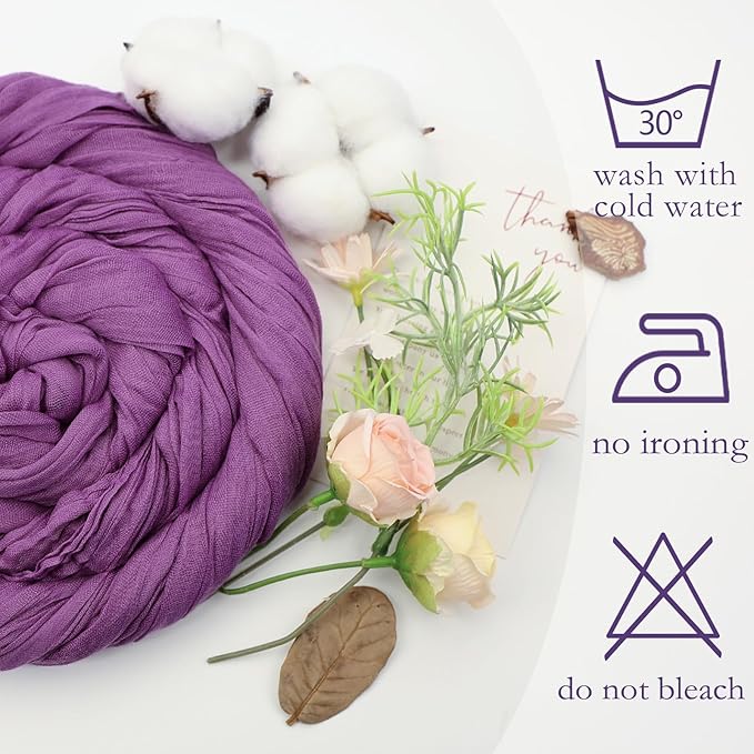 12 Pack Purple Cheesecloth Table Runner 10ft Boho Gauze Fabric Cheese Cloth Table Runner 35 x 120 Inch Rustic Sheer Runner for Romantic Wedding Decor Baby Shower Party Table Centerpiece Decoration