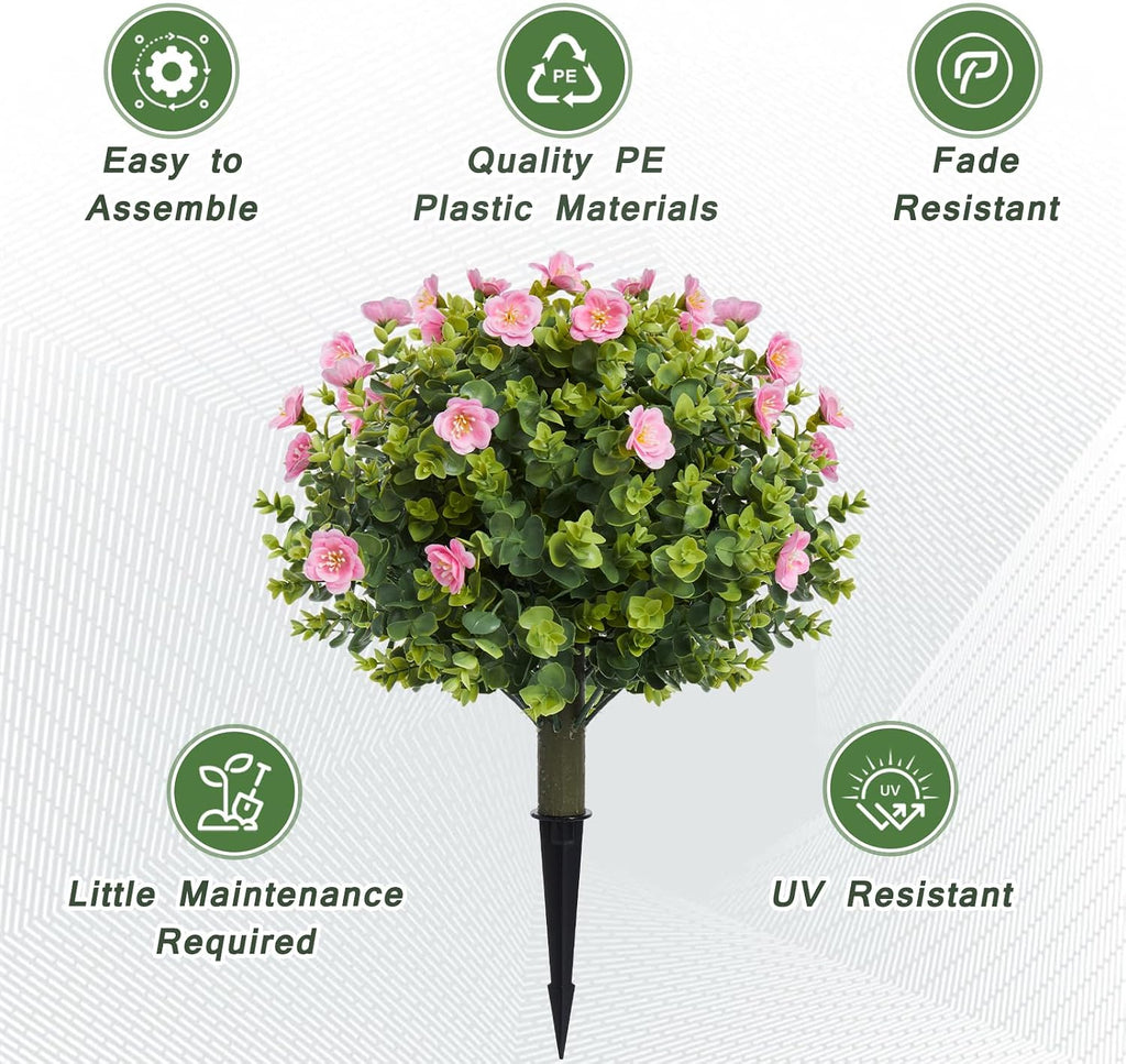 mgwill 20" artificial camellia topiary ball tree with showing dimensions