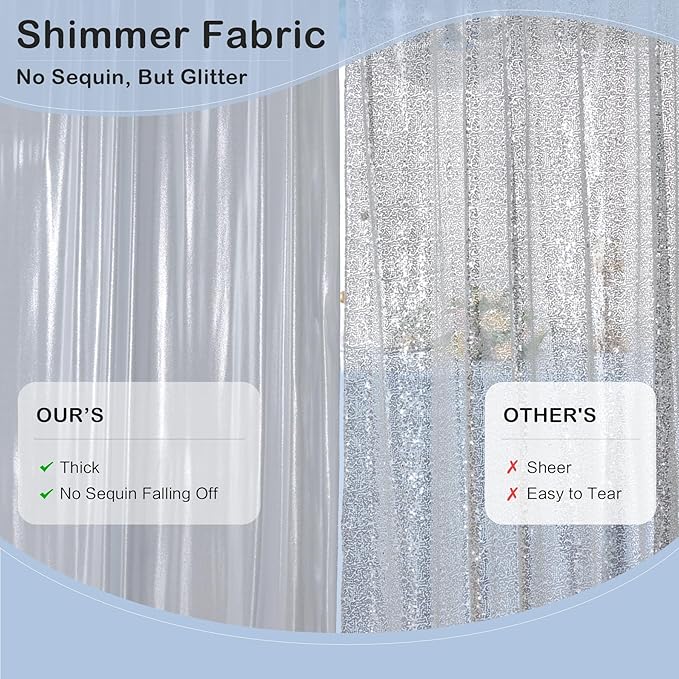 40x10 ft Wrinkle Free Silver Sequin Backdrop Curtain for Parties,Thick Not Fall Glitter Wedding Drapes Backdrop,4 Panels 5x10ft Shimmer Photo Wall Back Drop Cloth for Birthday Photography Background