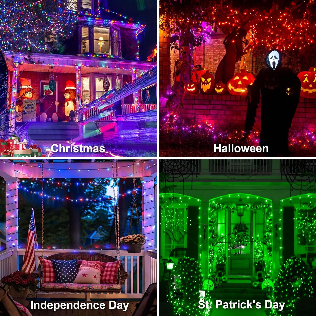 kemooie 164 FT 500 LED Halloween Lights Outdoor, RGB Color Changing Lights wi...